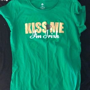 Green T-shirt with words